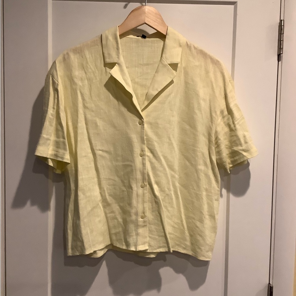 Express Soft Yellow Linen Shirt